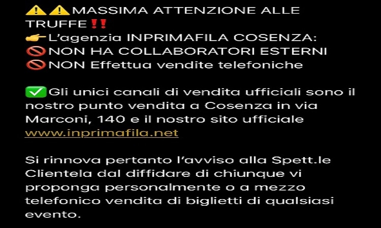 ATTENZIONE ALLE TRUFFE - Non abbiamo collaboratori esterni